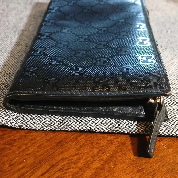 AUTHENTIC GUCCI BLACK WALLET GG LOGOS - Picture 6 of 16